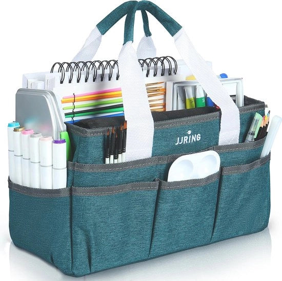 Cassetto per Materiali Artistici - Carrello con Varie Celle in Verde Bluastro