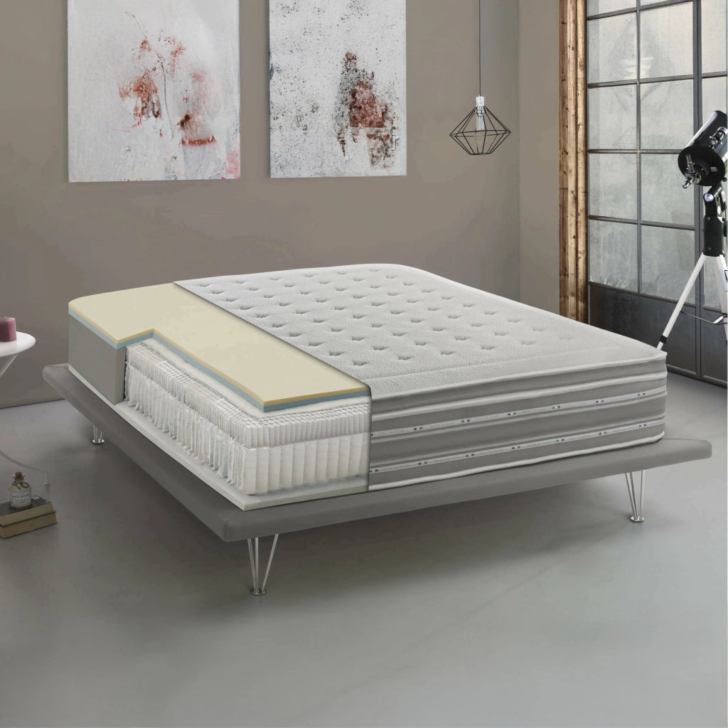 Arguello, Materasso Piazza e Mezza Sfoderabile Made in Italy, 190x120x37h cm Grigio