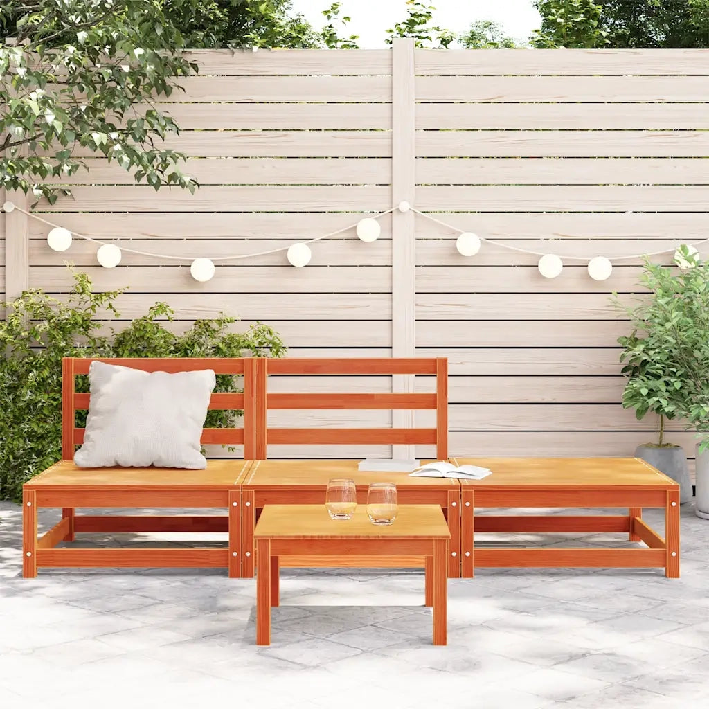 Divano senza Braccioli Giardino-Sofa da Giardino-Divanetto da esterno Poggiapiedi Marrone Cera Pino 524231