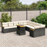 Set Divani da Giardino 11 pz con Cuscini in Polyrattan Nero 3273261