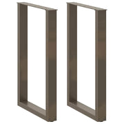 Set di 2 gambe per tavolo da bar a forma di U 60 x 90 cm con piedini regolabili design moderno in acciaio naturale 02_0057467