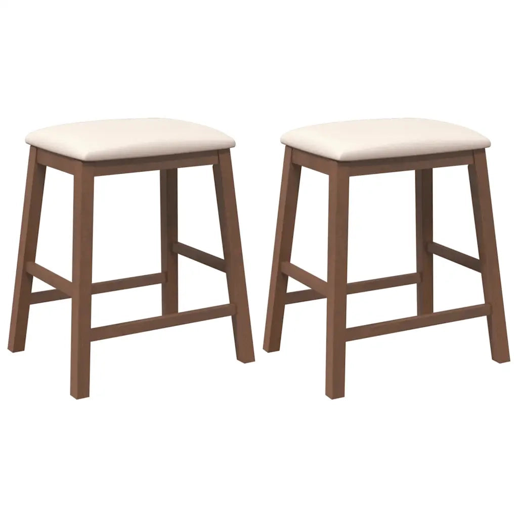Sedie da Bar con Cuscini 2pz Marrone Legno Massello di Hevea 4102576