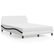 Letto con Materasso Dover Bianco e Nero 140x190 cm in Similpelle
