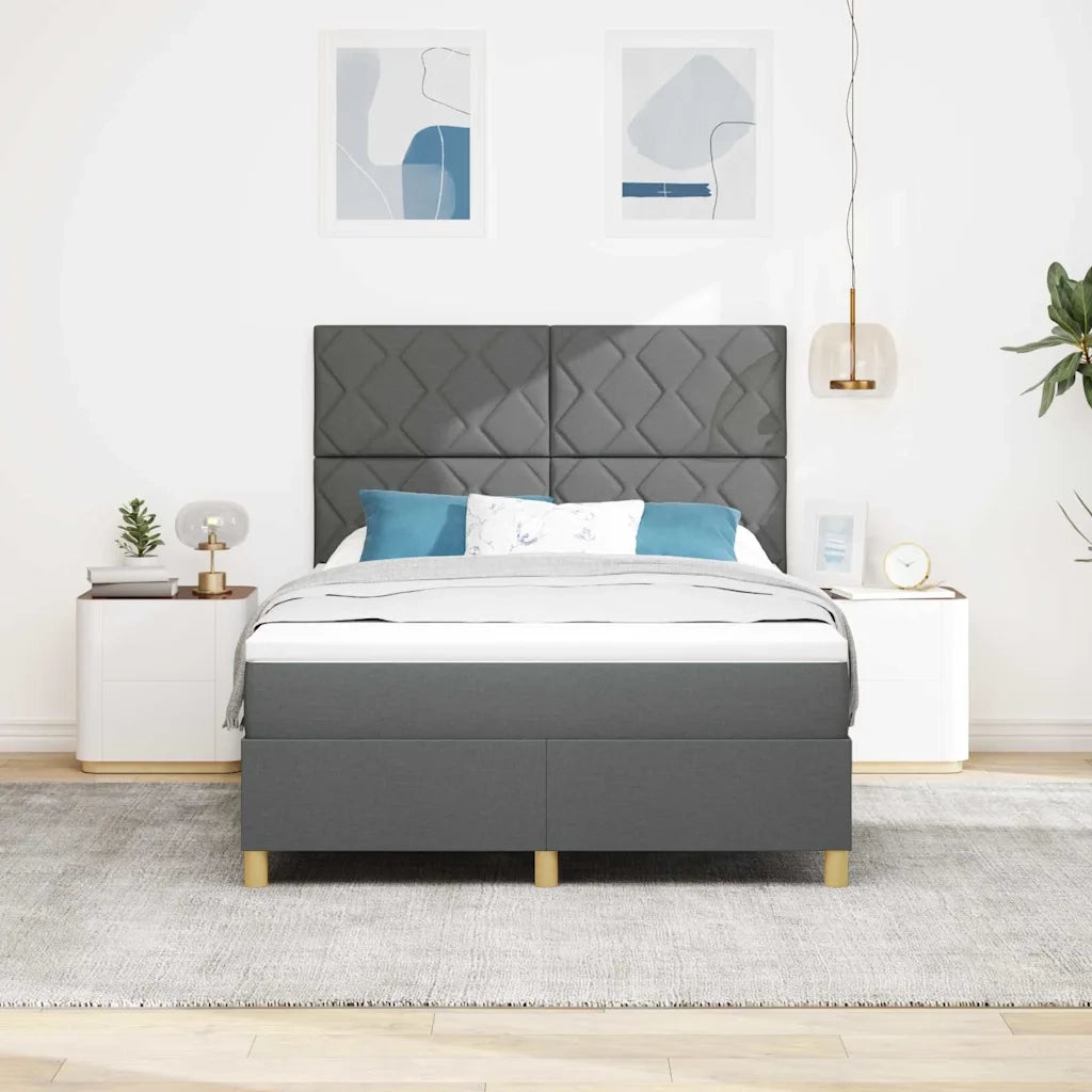 Letto a Sorgente LED Grigio scuro 160 x 200 cm Tessuto 3343188