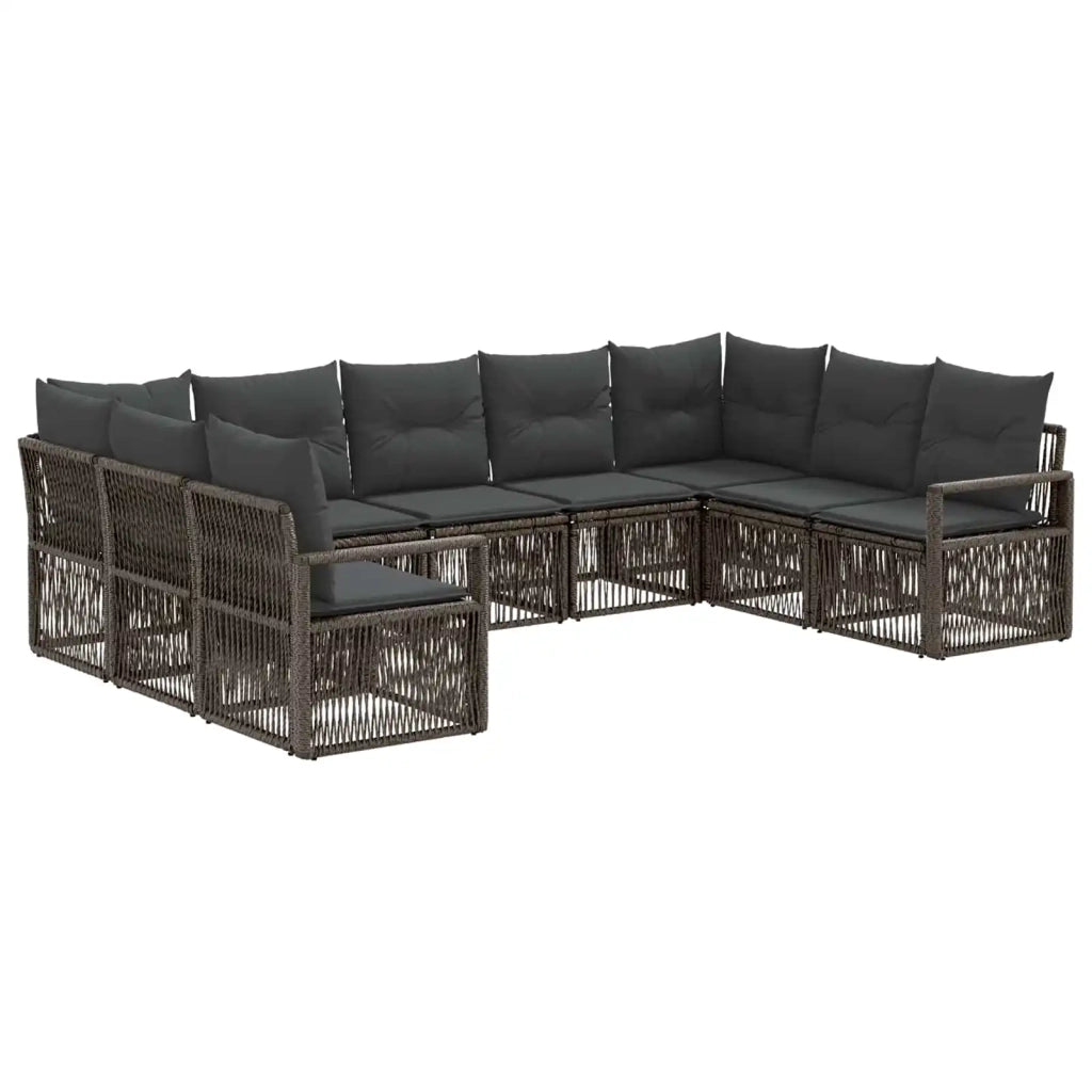 Set Divano da Giardino 9 pcs Grigio polyrattan 3435815
