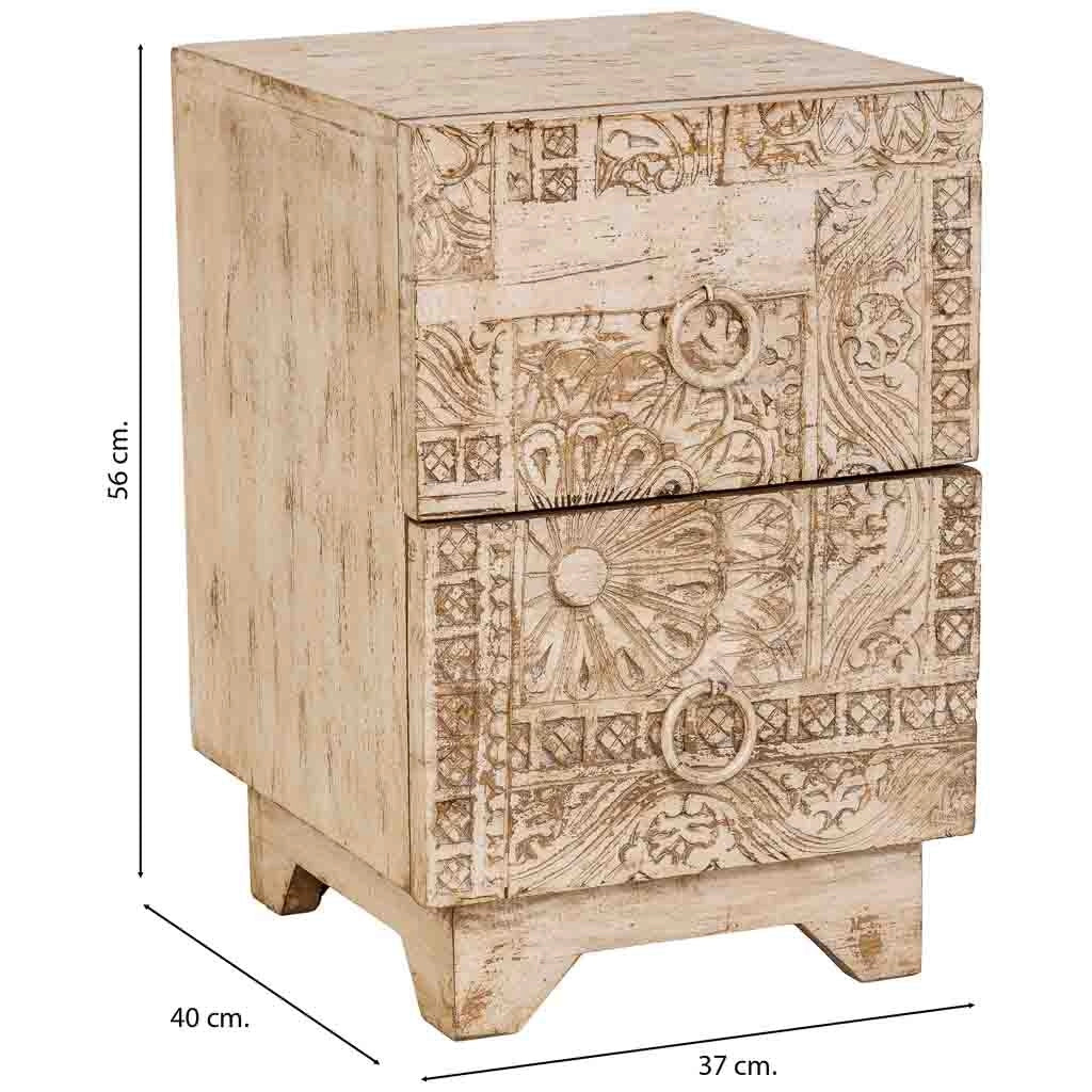 Tavolino in legno artigianale bianco 37x40x56h cm
