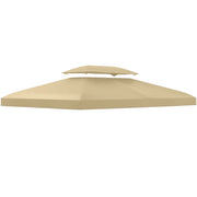 Tetto di Ricambio per Gazebo da Giardino a 2 Livelli 400x300 cm in Poliestere Anti UV Crema
