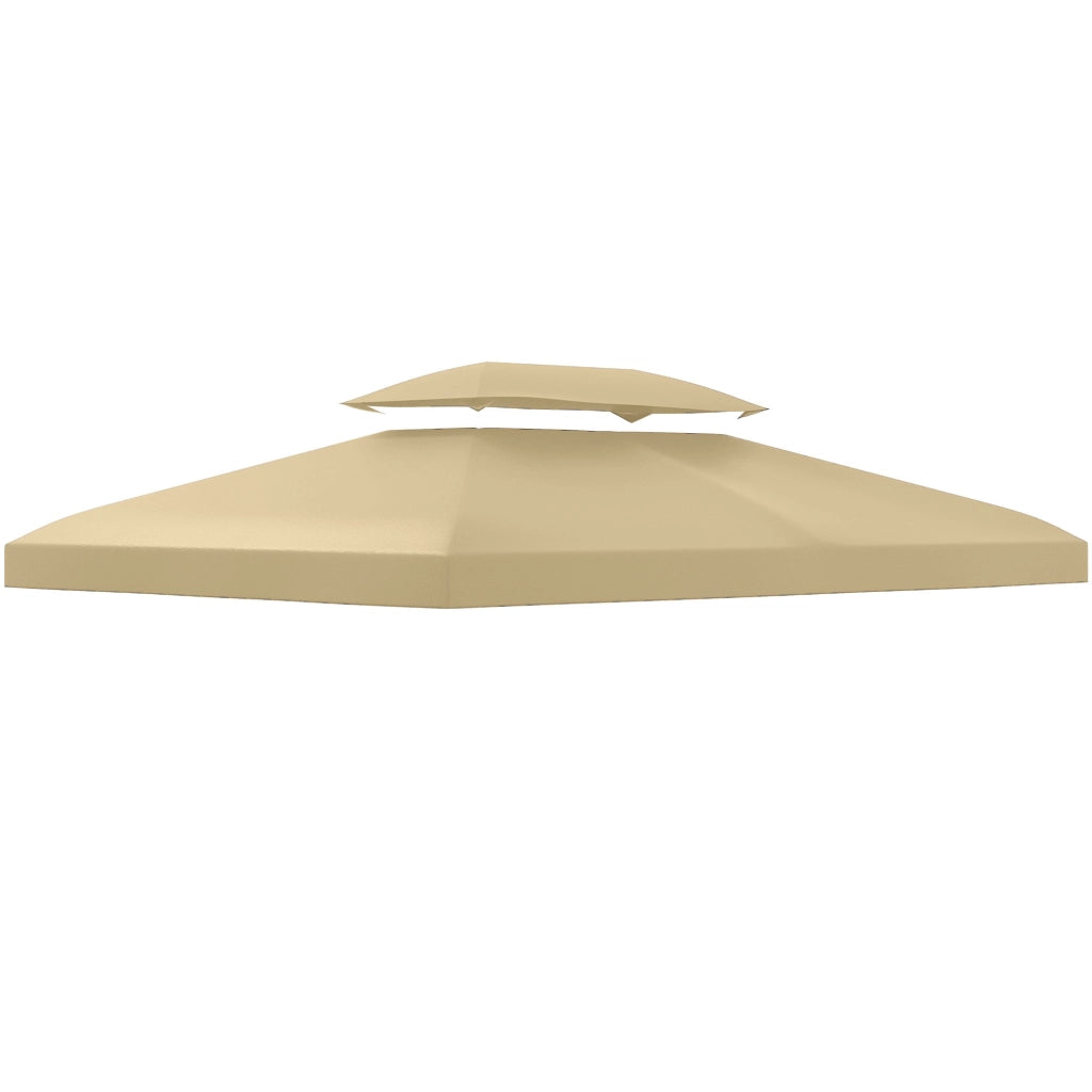 Tetto di Ricambio per Gazebo da Giardino a 2 Livelli 400x300 cm in Poliestere Anti UV Crema