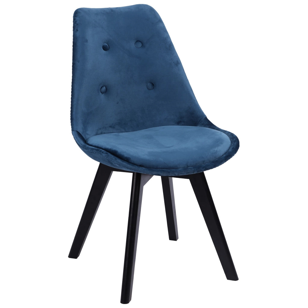 Set di 4 sedie NORA in velluto blu con cuscino