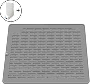 Afdruipmat in silicone 45 x 40 cm - ecologico e termoresistente - afdruipmat da cucina con ganci - pieghevole - grigio