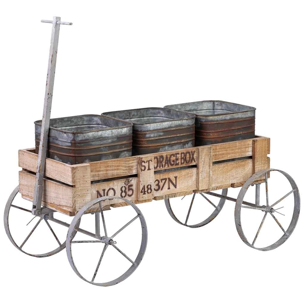Carrello espositivo in legno e metallo marrone, 72,39x28,58x49,53 cm