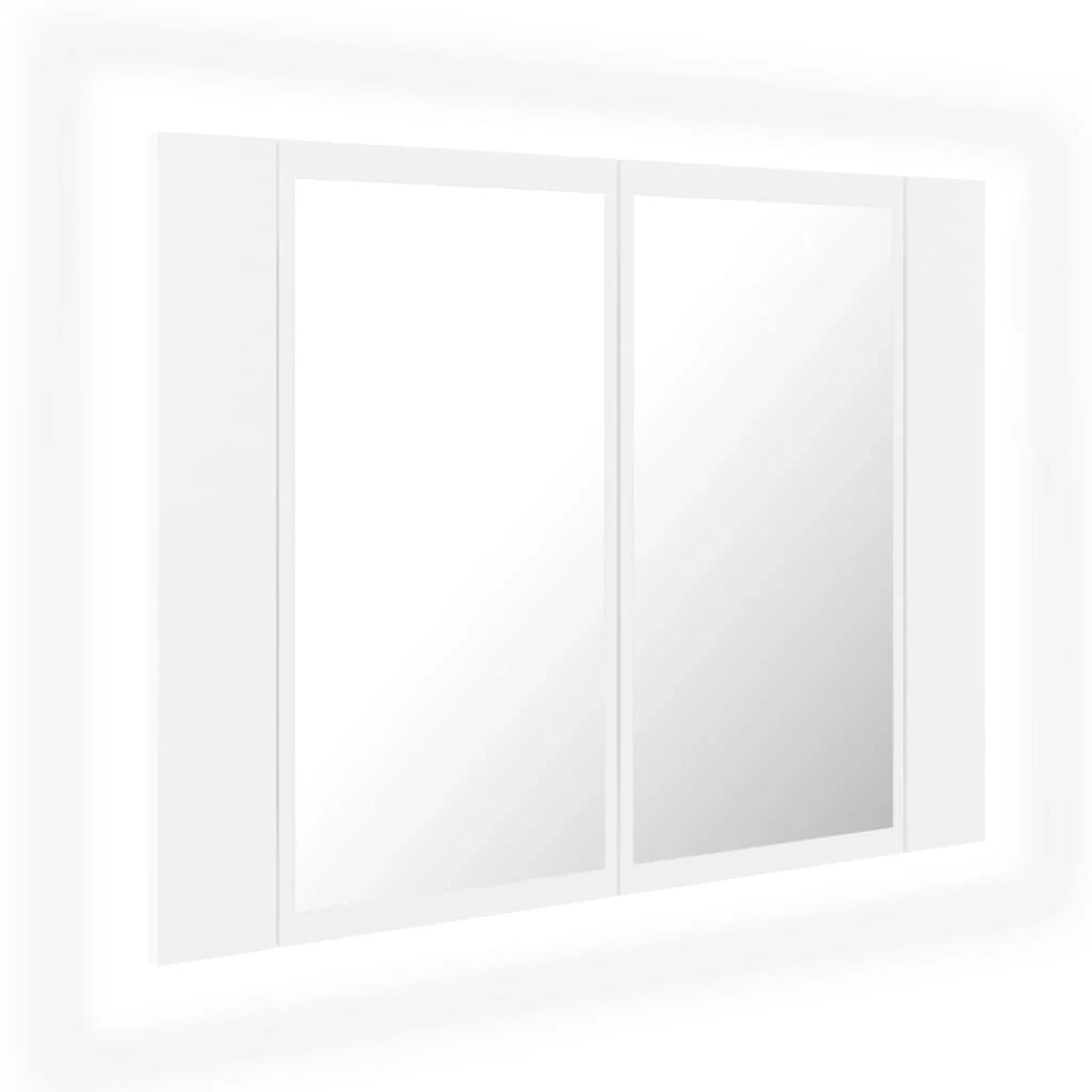 Mobiletto da bagno con specchio LED 60 x 12 x 45 cm acrilico bianco 02_0006650