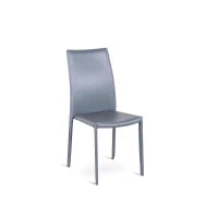 E-STYLO Sedia in similcuoio grigio e gambe rivestite in similcuoio grigio, impilabile, 42cm X 41cm H. 95cm.