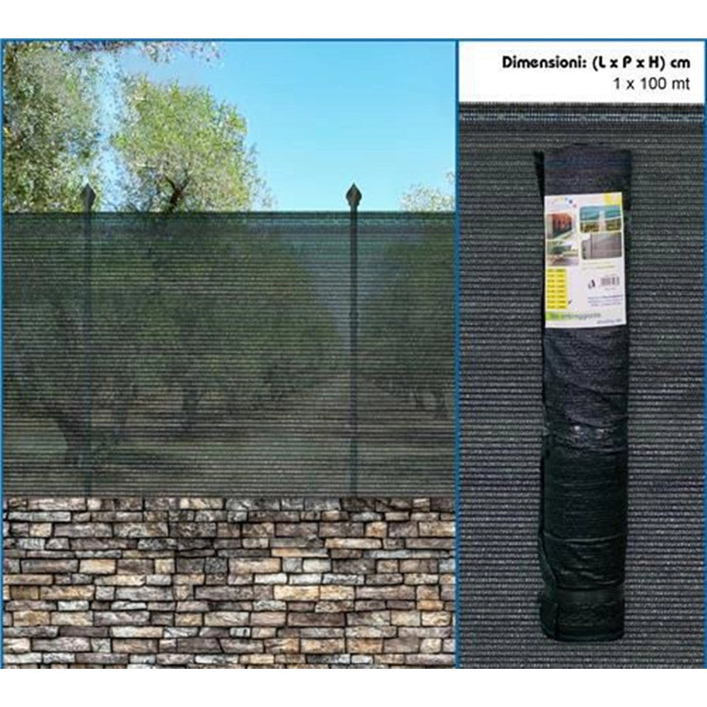 Trade Shop - Rete Ombreggiante Frangivista Rotolo 1x100mt Grn41 Per Recinzioni Giardini Balconi 806132 -