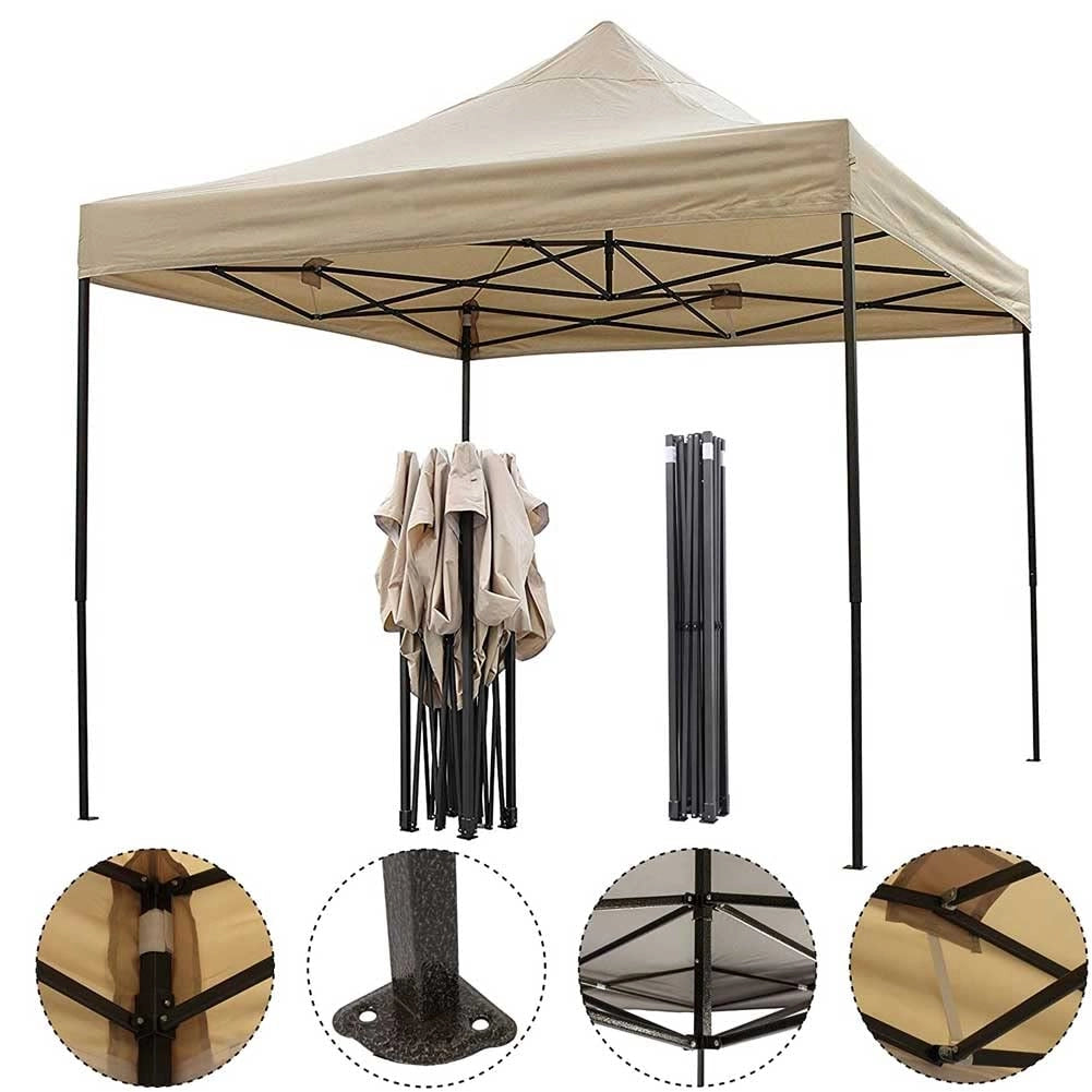 Gazebo 3x3 Pieghevole Impermeabile Richiudibile Fisarmonica Fiera mercato Tortora