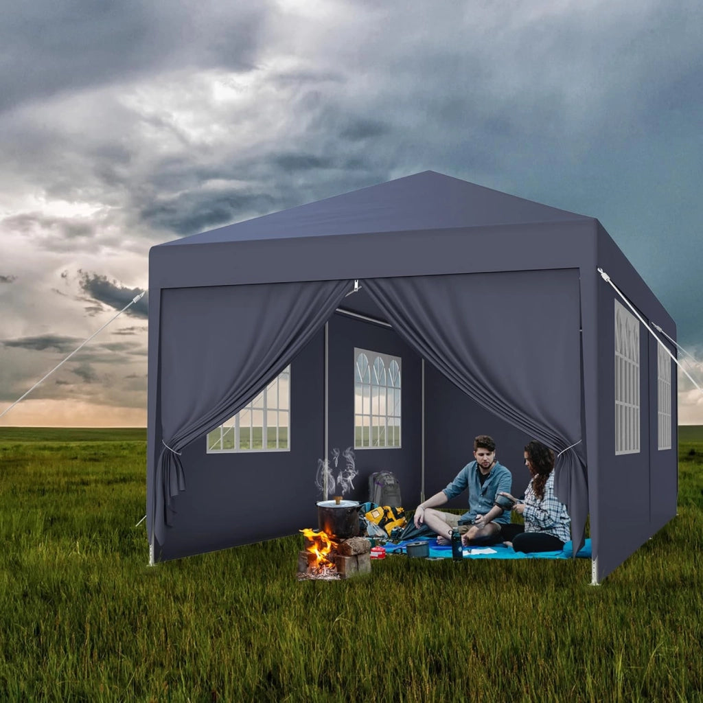 Gazebo Esterno Resistente da Giardino 3 x 6 m con Pannelli Laterali e Finestre in Poliestere Gazebi Tendone per Feste Protezione UV Impermeabile Tenda per Esterni, Antracite