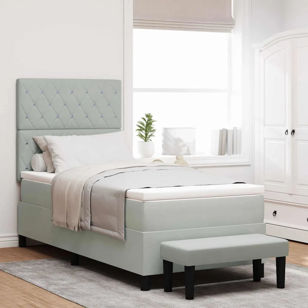 Letto a molle con materasso Grigio chiaro 90 x 200 cm Velluto 3344420