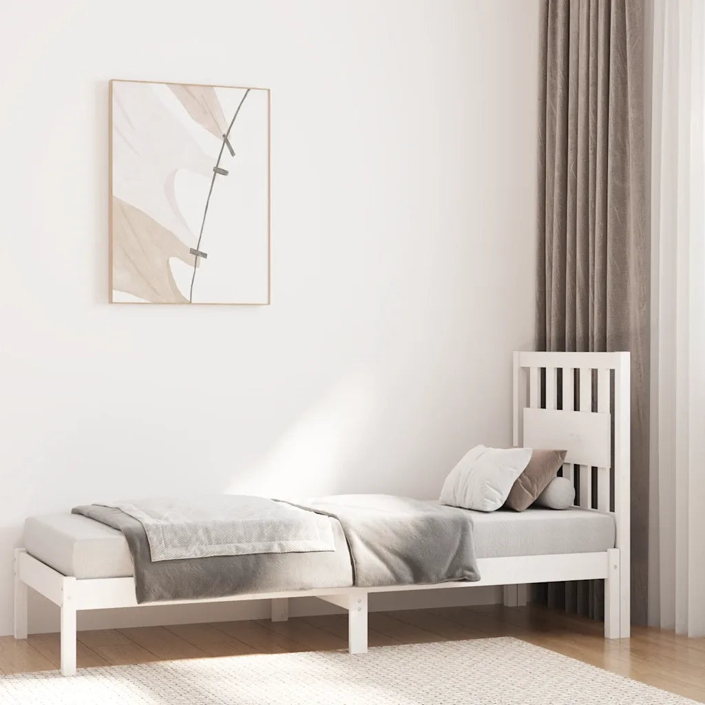 Giroletto-Struttura Letto in Legno Massello Bianco 75x190 cm Small Single 747447