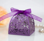 Scatole di regalo con cotone - 50 pezzi - Ripiegabile - Matrimonio/Cadeau - Carta - Disegno di fiori - 15 x 15 cm - Scatole di regalo per cesti