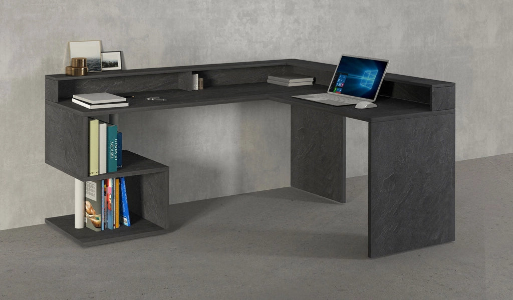 Scrivania Angolare a Giorno 181x160x60x92,5h cm Esse Report Grigio