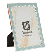 Cornice Juliette 14,9x1,3x29 cm in Zinco e Vetro Azzurro e Argento