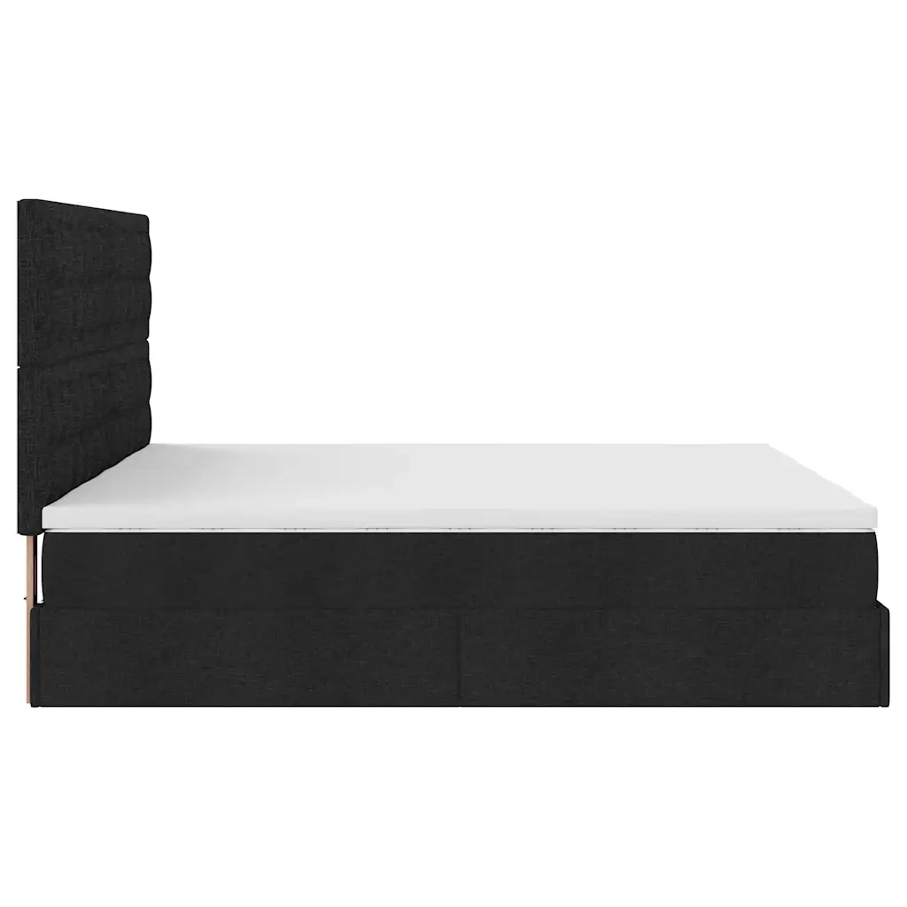 Struttura Letto Pouf con Materassi Nero 180x200 cm in Tessuto 3314585