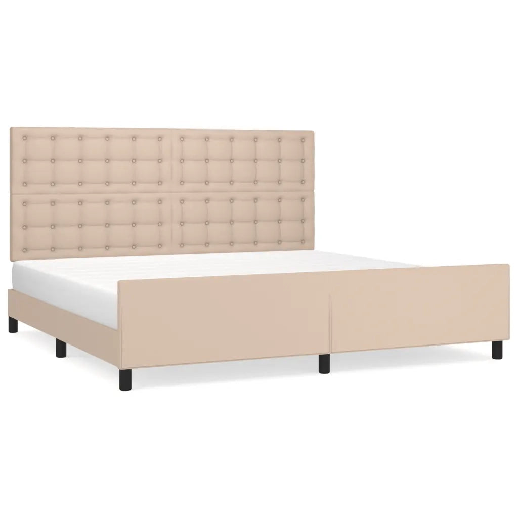 Giroletto con Testiera-Struttura Letto con testiera Cappuccino 200x200 cm in Similpelle 866871