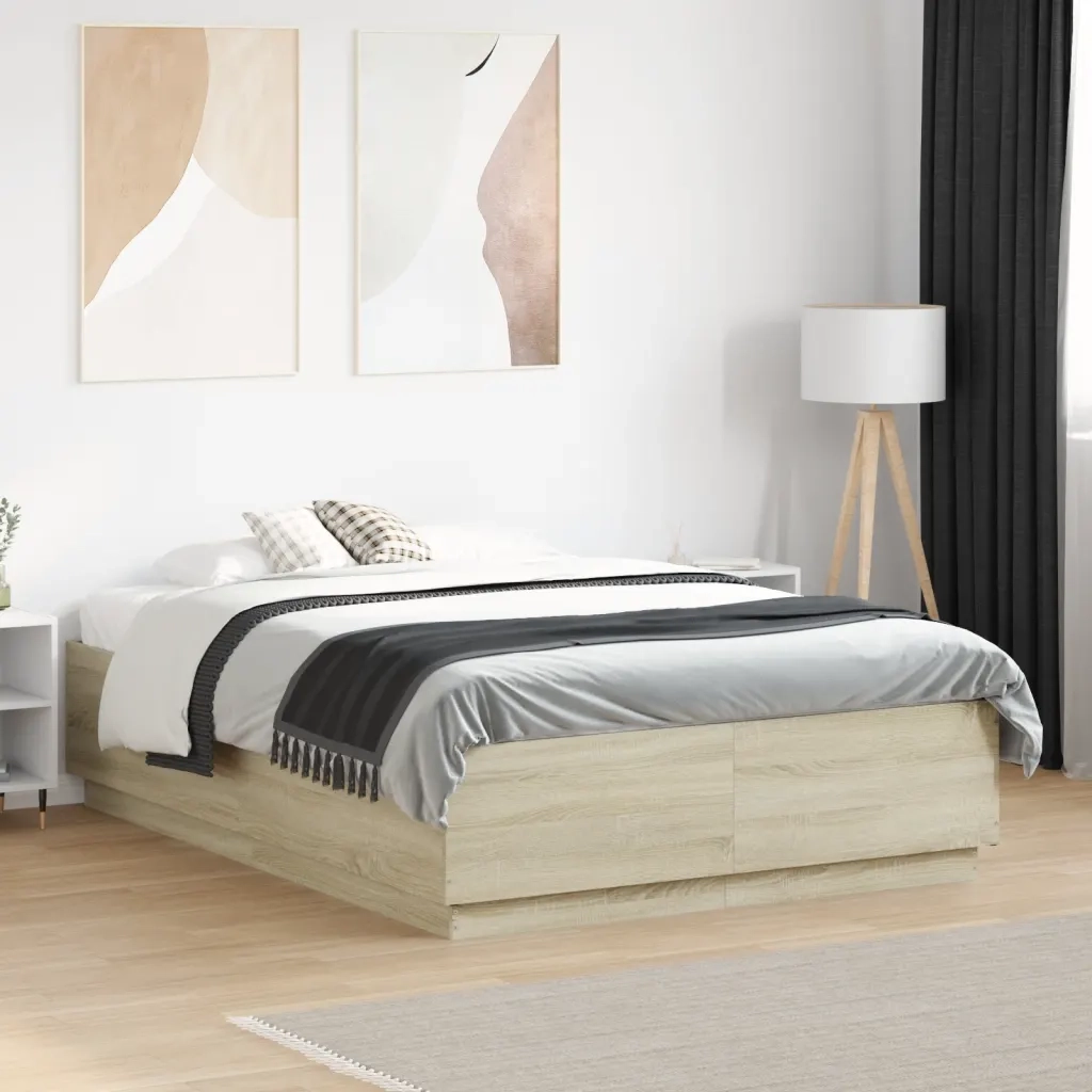 Giroletto-Struttura Letto Rovere Sonoma 140x190 cm in Legno Multistrato 613409