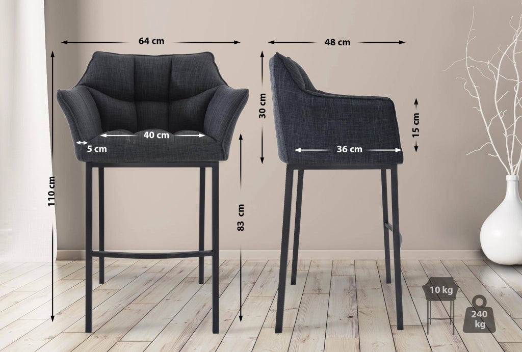 Barhocker Damaso B Stoff mit 4-FuЯ Gestell