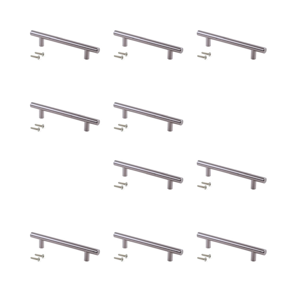 Emuca Maniglia per mobile Orlando, L 464 mm, interasse 384 mm, Acciaio, Nichel satinato, 1 lotto di 10 unitÃ 