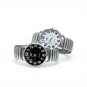 Trade Shop - Orologio Da Polso 45 Mm Acciaio Sportivo Quadrante Nero Grande Cinturino Elastico -