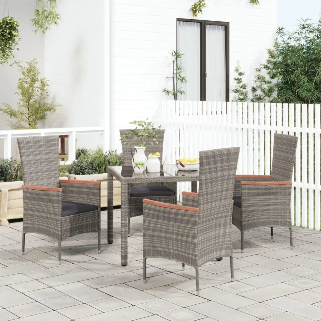 Sedie da Giardino con Cuscini 4 pz | Sedie da Esterno in Polyrattan Grigie