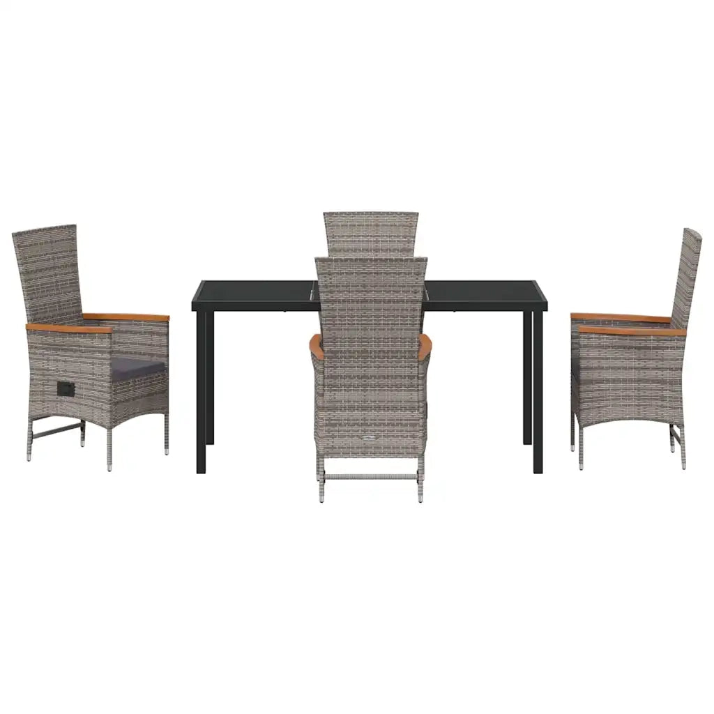 Set da Pranzo per Giardino con cuscino 5 pcs Grigio 3379439