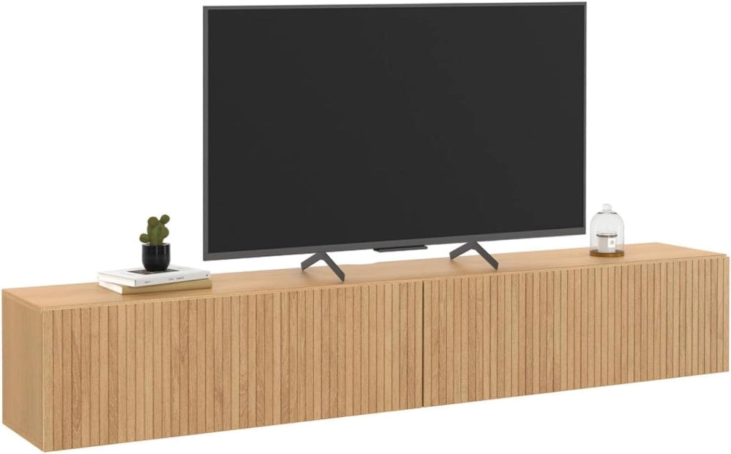 Mobile TV sospeso JULIETTE 180 cm con 2 ante a doghe color rovere