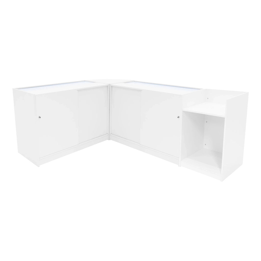 Set Banconi Bianco Theia LED K1200 C1200 LM60 TB60 con Serratura e Vetrina