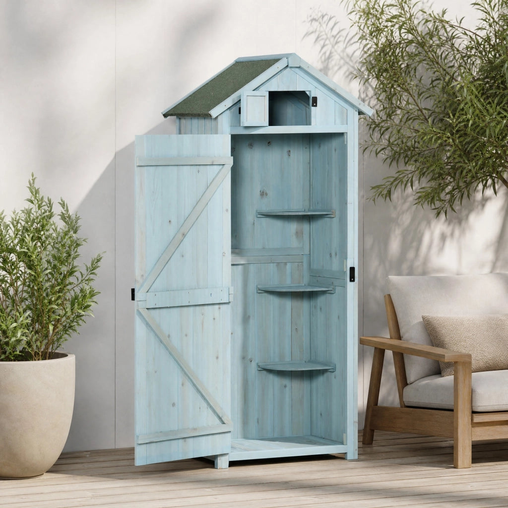 ARMADIO DA GIARDINO 77 x 54,2 x 179 cm Legno Azzurro