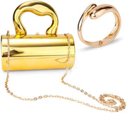 Borsa Portafoglio Clutch - Cinturino per Braccio - Cuff Armband - Stile Retro Elegante - Accessorio per Matrimonio/Gala - Acrilico/Zincatura