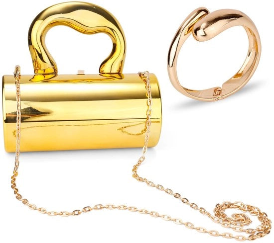 Borsa Portafoglio Clutch - Cinturino per Braccio - Cuff Armband - Stile Retro Elegante - Accessorio per Matrimonio/Gala - Acrilico/Zincatura