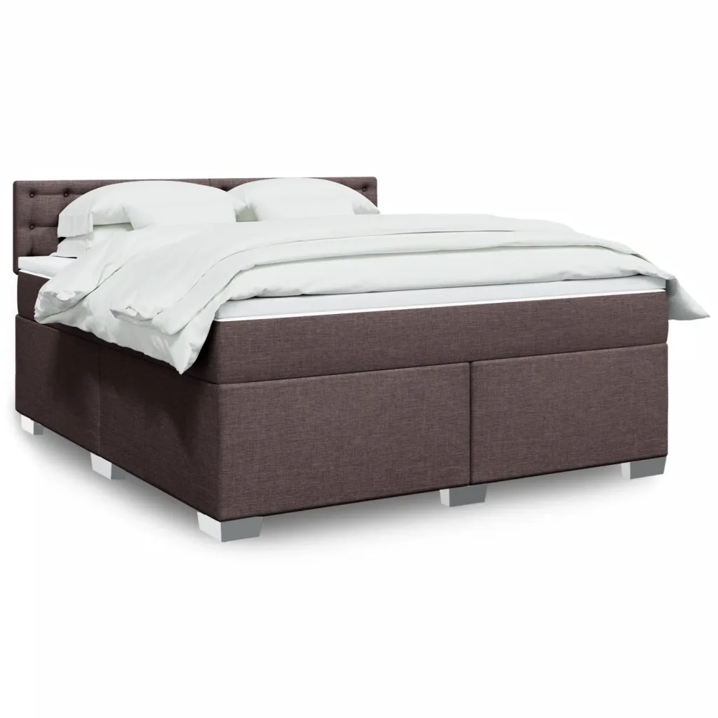 Giroletto a Molle con Materasso Marrone Scuro 180x200cm Tessuto