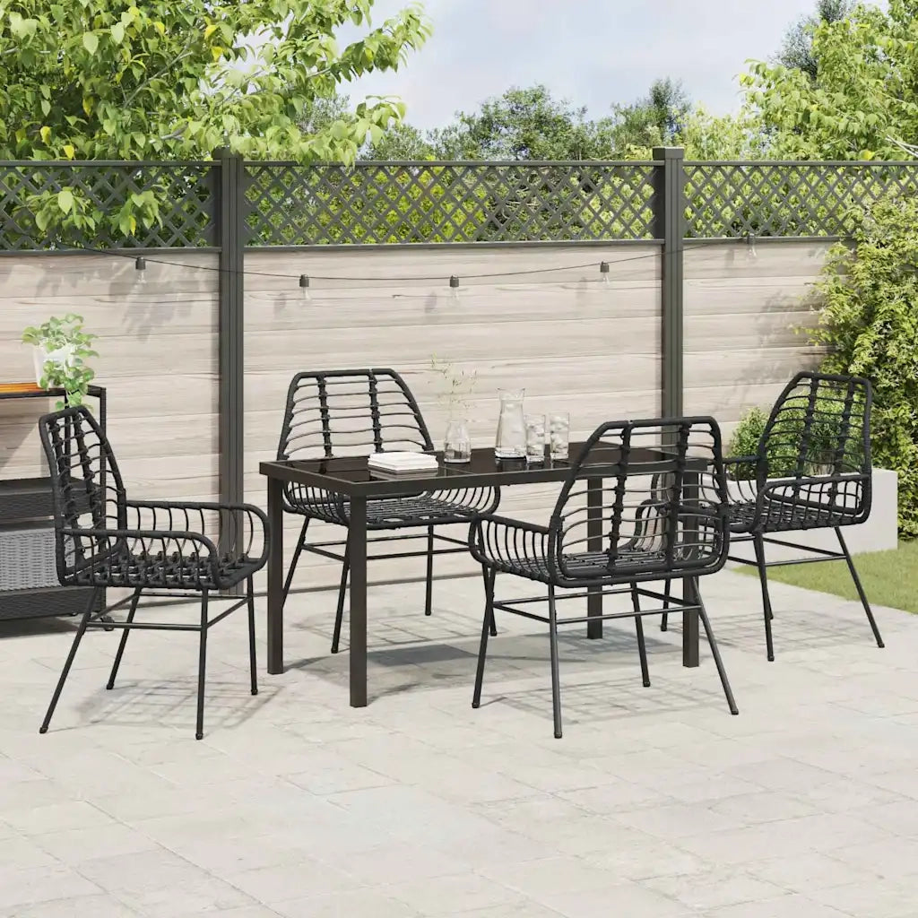 Set da Pranzo per Giardino 5 pcs Nero polyrattan 3380843