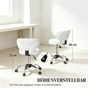 Chaise de bureau girevole con schienale curvo, altezza regolabile, seduta imbottita in PU bianco