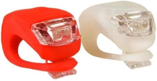 Set di luci LED per bicicletta a colori rosso e bianco - Luci per bicicletta - Bicicletta - Luci - Luci per bicicletta - Rosso e Bianco - Rosso - Bianco - Bicicletta - LED - Set - Preselettore - Posselettore - Sicurezza - Illuminazione
