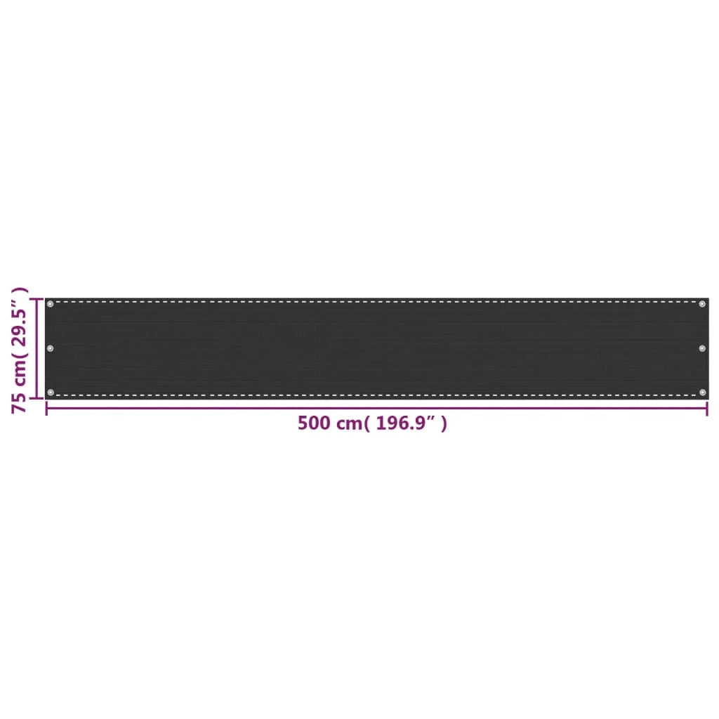 Schermo per balcone schermo per la privacy HDPE 75 x 500 cm antracite 02_0010159