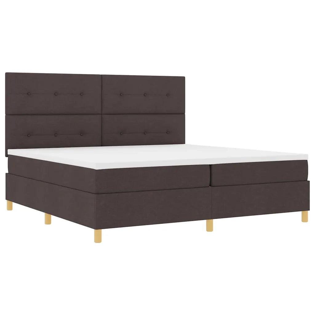 Letto a molle con testiera Marrone Scuro 200 x 200 cm Tessuto 3339647