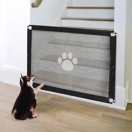 Recinzione per animali domestici metallica 100 x 80 cm - Barriera multifunzionale con fissaggio al muro