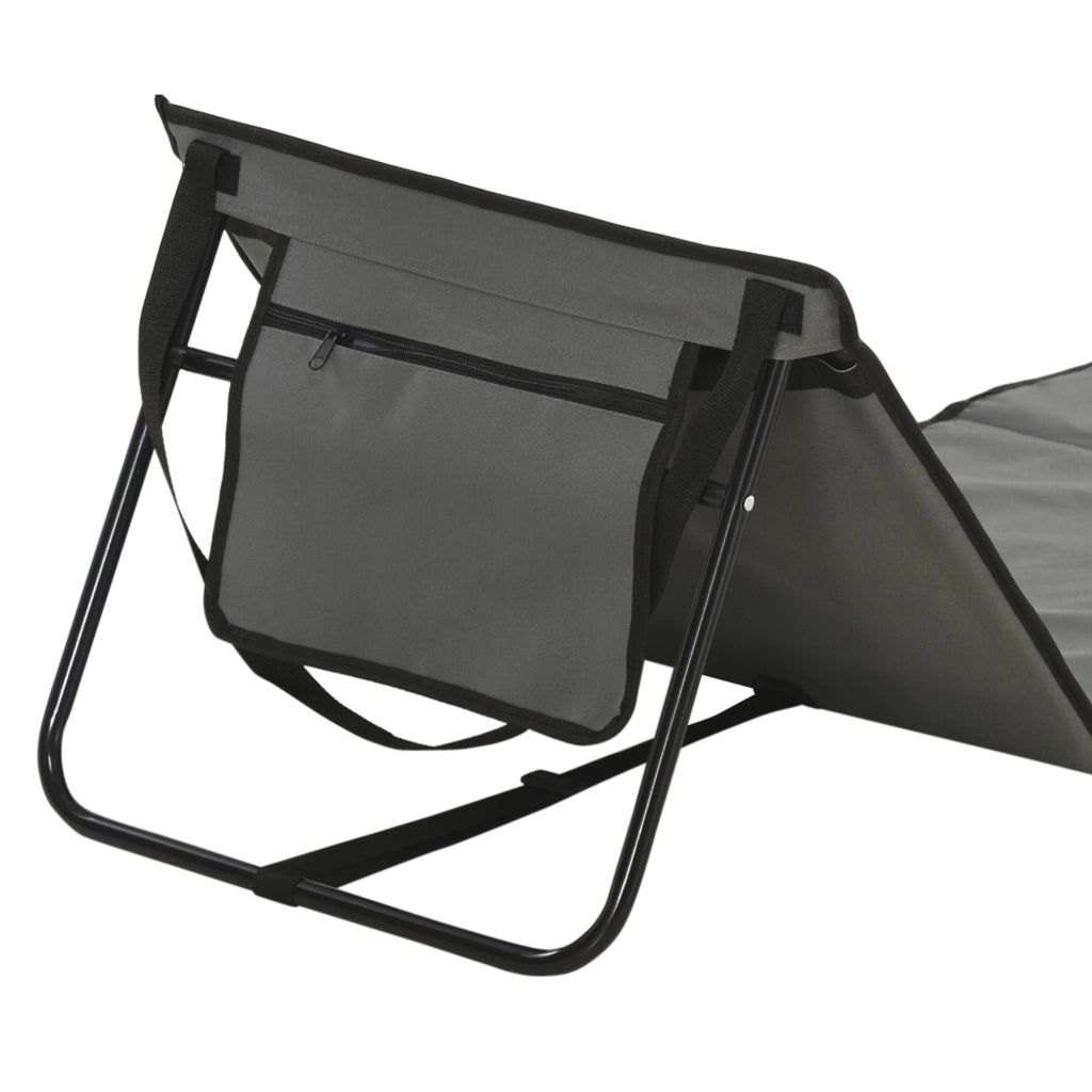 Set 2 Sdraio 142x51x40 cm Pieghevoli con Tasca Resistente Acqua in Tessuto Oxford Grigio