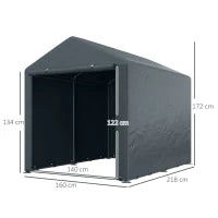 Capanno Porta Attrezzi e Tenda Garage per Bici e Moto con Copertura Anti-UV, 1.6x2m, Grigio Scuro