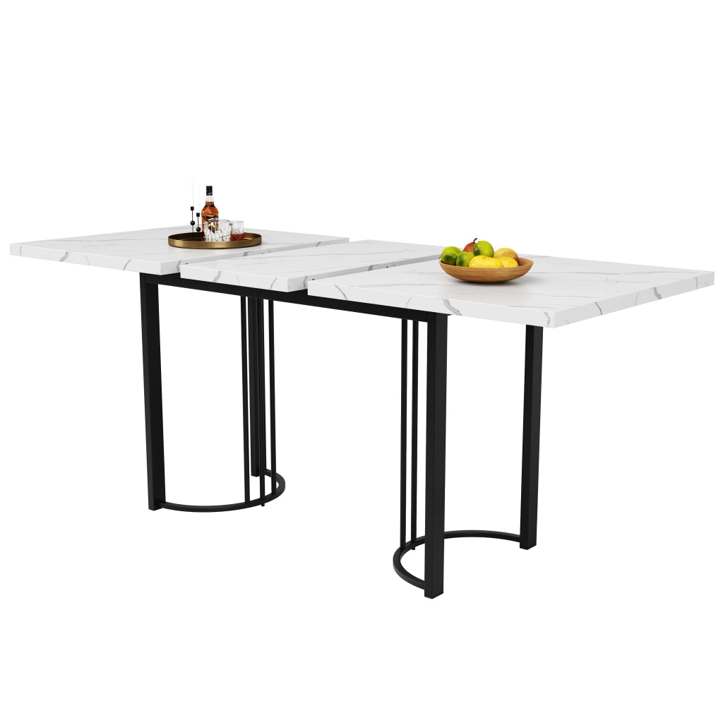 Tavolo da Pranzo Allungabile Rettangolare ¨C MINIMAL ¨C Metallo Bianco/Nero 140-180x80 cm