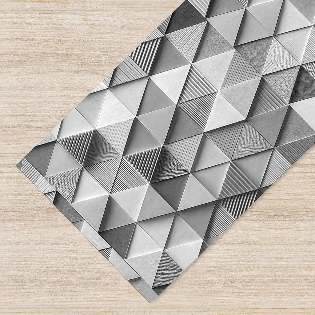 Tappeto passatoia fantasia made in Italy antiscivolo lavabile aderente triangoli multicolore 50x100cm - Triangle Grigio