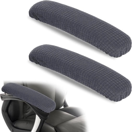 Set di 2 coprischienali universali per poltrone da ufficio e gaming 30 cm - Grigio scuro - Lavabile in macchina & elastico - Proteggi i tuoi coprischienali con questi coprischienali in poliestere rimovibili.